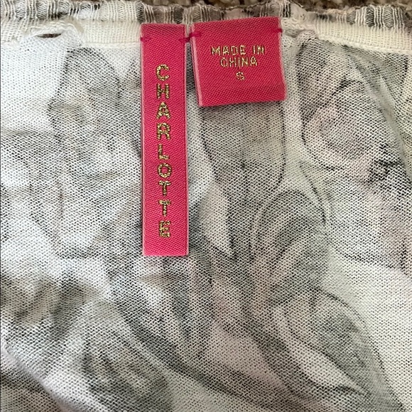 Charlotte V Neck Gem Button Down Neutral Floral Cardigan - Size Small - Picture 3 of 14